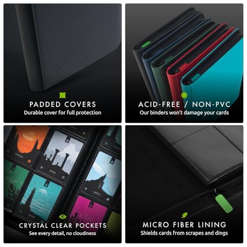 Vault X 12 Pocket XL Zip Trading Card Binder 624 Cards Exo-Tec (Black) - color: Black, size: 12 Pocket XL