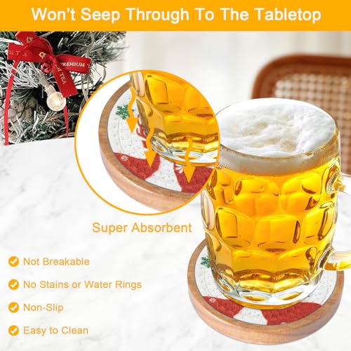 Wood Coasters for Drinks, Eykao Absorbent Coaster Sets of 5, Woven Drink Coasters for Coffee Table, Housewarming Gift for Farmhouse Home Decor,4 inches - color: #2 Red