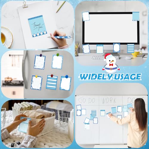 Dispowreath 24 Pcs Winter Sticky Notes with Pens Blue Snowflake Themed Gift - style: Blue Xmas