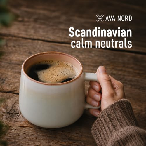 Ava Nord Large Stoneware Ceramic Coffee Mugs Set of 2 | 20 oz | Sage Ash - color: Sage Ash, size: 20 Oz