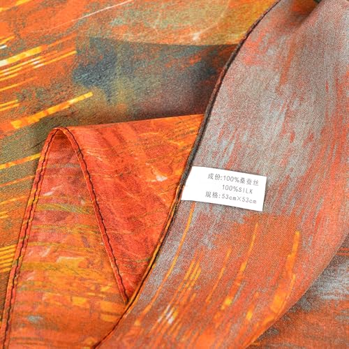 Women 100% Mulberry Silk Neck Scarf 21" Square Floral Neckerchief - color: Blue