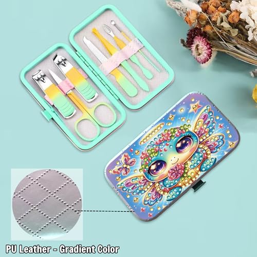 F-CANLAN Winged Turtle Butterfly Diamond Art Manicure Kit Nail Storage Case - color: Blue