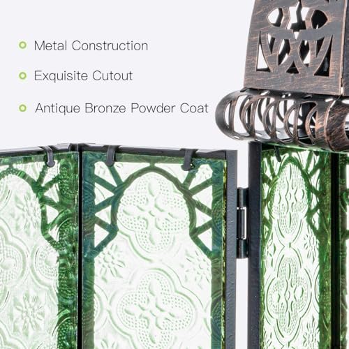 Christmas Decorations for Home, 11’’ Medium Size Vintage Metal Hanging&Tabletop Candle Holder Decor, Halloween Ramadan Decorations for Indoor Outdoor Porch Patio (Green) - color: Green - 11''h, size: Medium