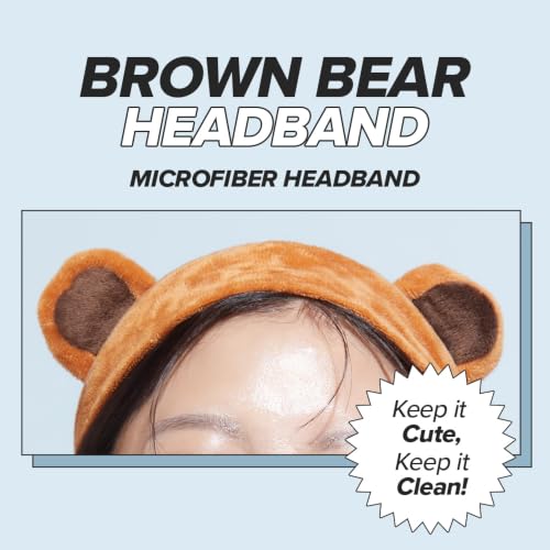 I DEW CARE Brown Bear Face Wash Headband, Animal Head Band, Soft & Fuzzy - color: 02 Brown Bear Headband