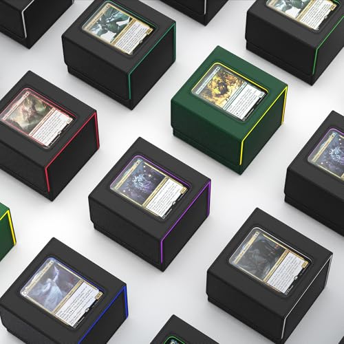 ZLCA MTG Commander Deck Box Holds 110+ Double Sleeved Cards - color: A1-Black& Dark Green, size: A-Horizontal-Commander