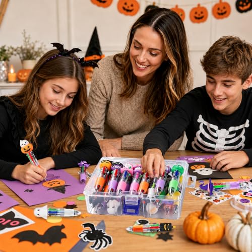 24PCS Halloween Fun Mini Multicolor Pens 4-in-1 for Party Favors Gift - style: Cute Halloween-24pcs