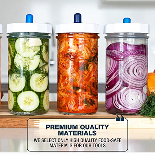 Masontops Fermentation Jar Starter Set, Easy Vegetable Fermentation Kit, Includes Mason Jar, Pickle Kit with Fermentation Lids & Fermentation Weight - size: Wide Mouth With Jar