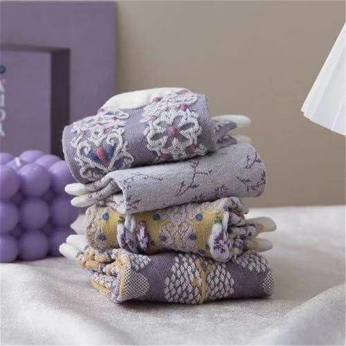 Lavish Lavender Argyle Frill Socks for Women, Dress Socks - color: 4pair-purple-short