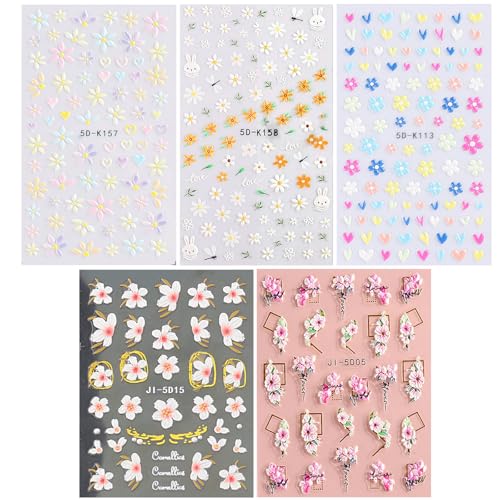 Nail Stickers for Nail Art Cherry Blossoms Nail Decals for Women - color: Colorful-11