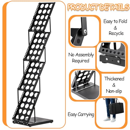 Brochure Display Stand with 4 Pockets Literature Stand, 1 Carrying Bag