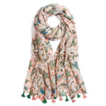 QIUTIMIY Scarf for Women Lightweight Soft Floral Leopard Printed Scarves Fall Winter Fashion Shawl Wrap with Fringe - color: Flower-pink Green