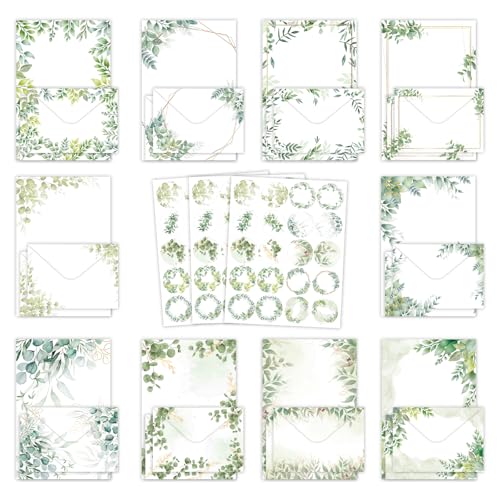 160 Pcs Stationery Paper Envelopes Set - color: Tree Leaf