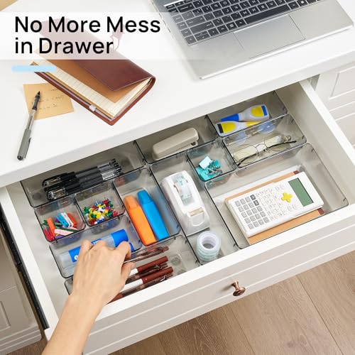 Vtopmart 25 Pack Plastic Drawer Organizers with Non-slip Rubber Pads - color: Transparent Black