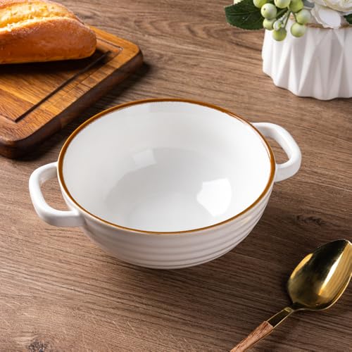 GBhome Ceramic Soup Mugs with Handles,24 OZ Soup Cups Set of 4 - color: Multicolor-4