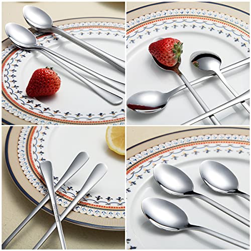 Premium Stainless Steel Ice Cream and Cocktail Spoons - Set of 8 (Silver) - color: 1. Silver-8 Piece