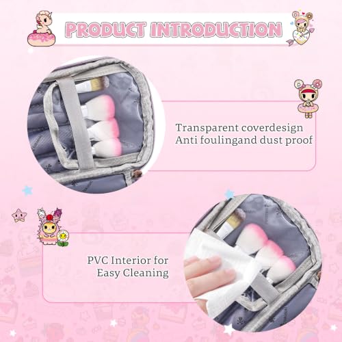 tokidoki Makeup Bag, PU Leather Cosmetic Organizer with Handle - color: Candy Carnival-A, size: A(9.4*5.1*5.5 inch)
