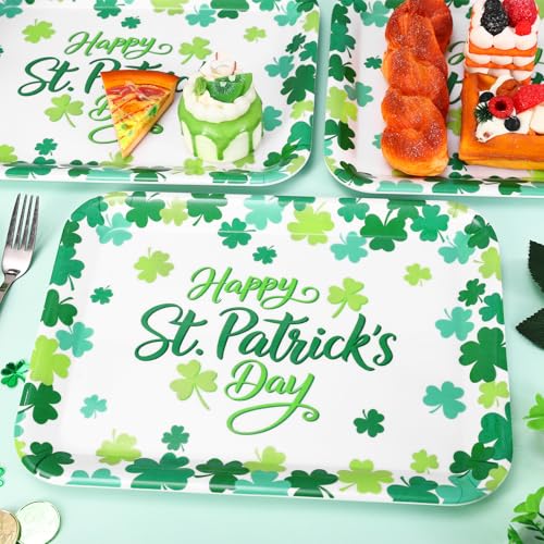 JarThenaAMCS 3Pcs Happy St. Patrick' s Day Serving Trays Shamrock Reusable Serving Dishes Lucky Clover Platter for Irish Holiday Party Sharing Snacks Fruits Dessert, 13 x 10 Inch - style: Happy St. Patrick' s Day