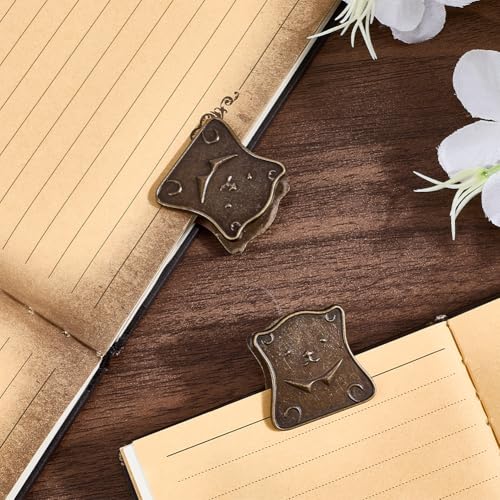 CRASPIRE 2Pcs Bear Metal Journal Clip Cute Vintage Animal Notebook Page Holder with Bag Reusable Traveler Bill Binder Bronze Alloy Paper Clips Organizer Files for TN Travelers Art Reading Accessories - style: 2Pcs Bear
