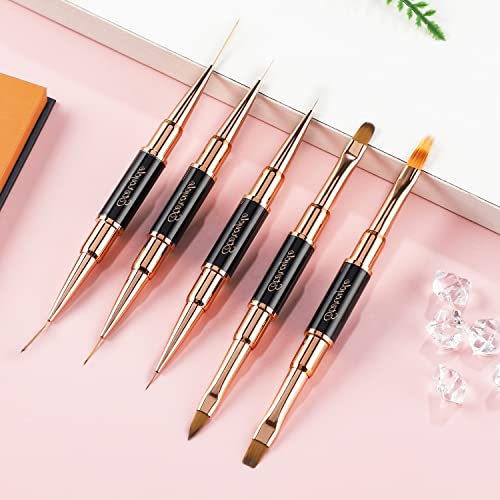 ETERCYCLE 5 Pcs Acrylic Nail Art Brushes Set for Gel Polish Design Tools