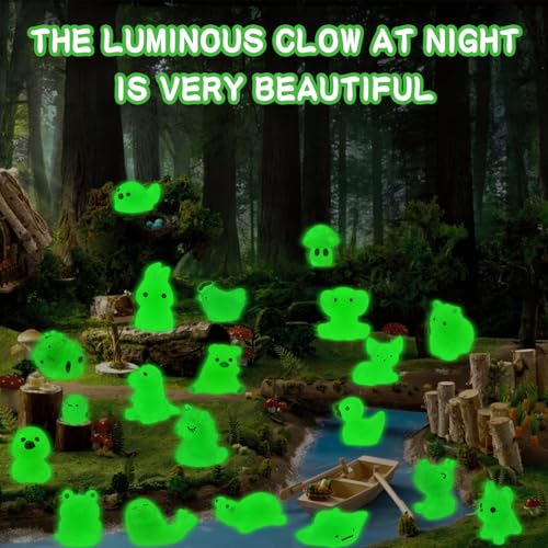 120PCS Glow in the Dark Mini Resin Animals 20 Styles of Luminous Ducks dinosaurswls Frogs and More Tiny Figurines for Fairy Garden Aquarium Terrarium Potted Plants Dollhouse Decor - color: 120pcs-animals Style2