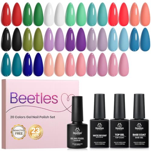 Beetles Gel Nail Polish Set, 20 Colors All Season Gel - color: A-Vibrant Subtle