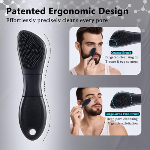 Silicone Face Scrubber Black Head Remover for Face- Appliances for Removing Make-up for Deep Cleansing Blackhead Remover Tools Face Spatula Makeup Removal Washing Brushes Pore Cleaner (Black) - color: Black