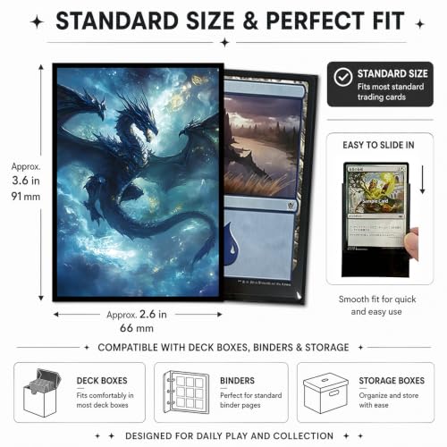 100 PCS TCG/MTG Card Sleeves, Matte Back Anti-Slip & Easy Shuffling Applicable to OCG CCG DTCG PTCG, 2.6 x 3.6 in Standard Size Cards (Galaxy Dragon) - color: Galaxy Dragon