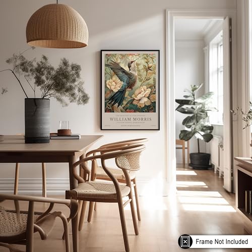 Poster Master William Morris Poster - Hummingbird Print - Bird Art - Botanical Art - Flower Design - Exhibition Artwork - Animal Illustration - Floral Illustration - Aesthetic Office or Bedroom Decor - 8x10 UNFRAMED Wall Art - color: Style-08, size: 8"L x