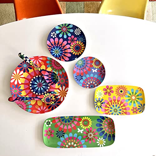 French Bull 13" Rectangular Platter - Melamine Platters and Serving Ware - Plate, Dish, Serving, Collection - Festival - color: Festival, size: 13" Rectangular Platter