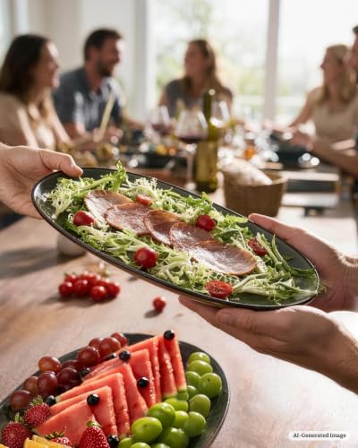 famiware Serving Platters Set of 3 Sizes - Oval, Deep Forest - color: Deep Forest