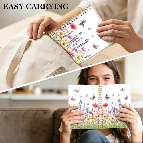 ERHACHAIJIA Watercolor Wildflowers Lined Spiral Notebook for Coworker - color: Red-Green