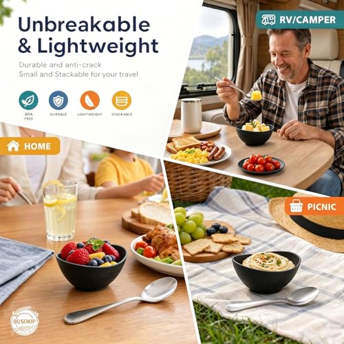 10oz Small Bowls, Unbreakable Wheat Straw Bowls Set of 6 - Black - color: Black, size: 10 oz (6 PCS)