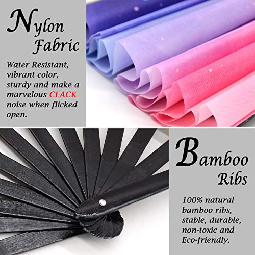 OMyTea Large Rave Folding Hand Fan for Men/Women - 13'' Foldable Clack Festival Fan (Galaxy Dream) - color: Galaxy Dream