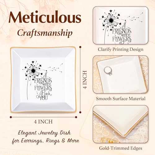PUDDING CABIN Birthday Gift for Women Best Friend Ring Trinket Dish - If Friends were Flowers I'd Pick You - Friendship Gifts for Women Friends Mothers Day Granduation Christams - color: If Friends were Flowers I'd Pick You