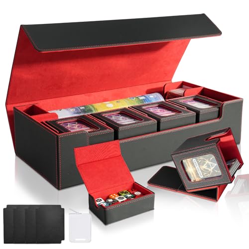 Card Deck Box for MTG Commander, Large 6 in 1 Card Display Deck Case - color: Black & Red, size: 6 Boxes Set