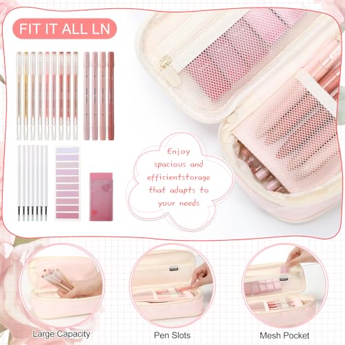 Eersida 74 Pcs School Supplies Set with Pencil Pouch, Pink, Cute Style - color: Pink, style: Cute Style
