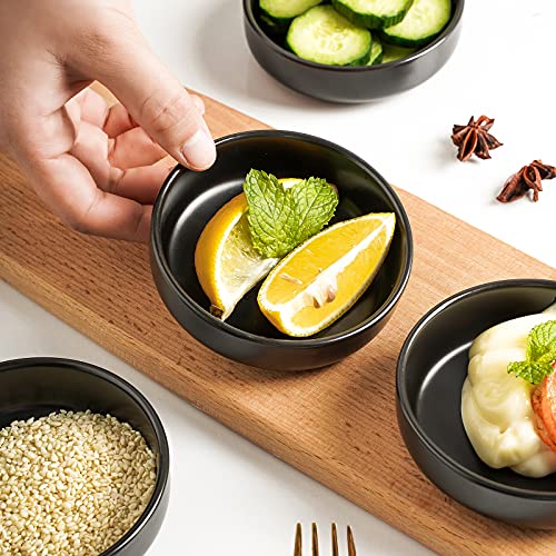 Selamica Ceramic 3.3 Inch Soy Sauce Dish Dipping Bowls Side Dishes Small Appetizer Pinch Bowls for Condiments, Sushi, Ketchup, BBQ-Set of 6(Matte Black) - color: Matte Black, size: 3.3 Inch, Set of 6