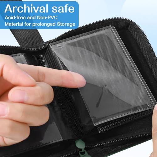 1 Pocket Card Binder–Collectible Trading Card Album,Single Card Holder with 20 Pages,Holds 40 Cards, Side-Loading Mini Binder for TCG,MTG,Sports,Baseball,Football,Small Sports Card Book，Green - color: Green