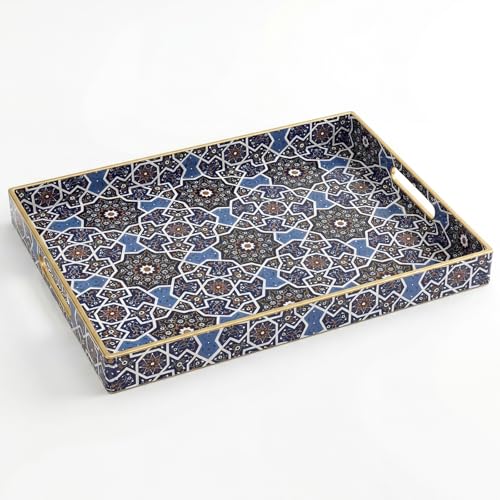 AGIOTA Coffee Table Trays for Living Room Serving Tray with Handles, Modern Large Tray for Ottoman Coffee Table - color: Starfield