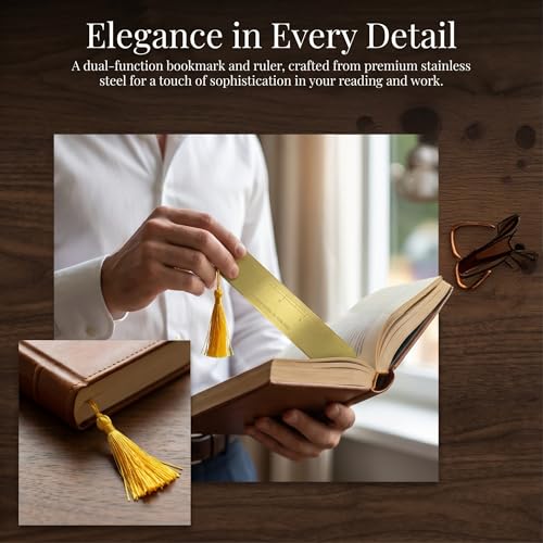 6 Inch Metal Ruler Bookmark, Gold - color: Gold