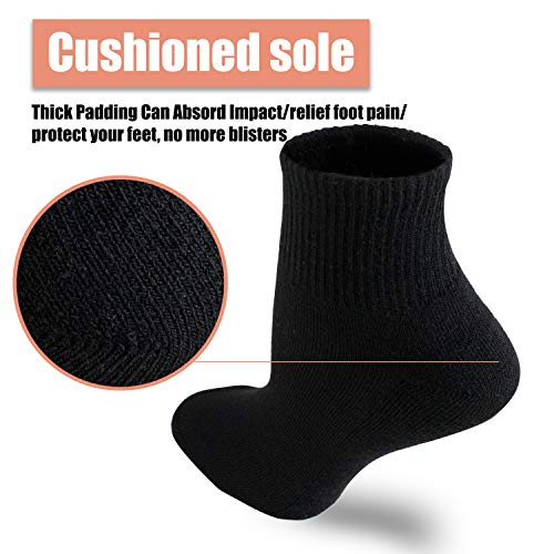 NevEND 6 Pairs Women's Mini Crew/Ankle Cotton Athletic Socks with Thick Cushioned 9-11 - color: Black