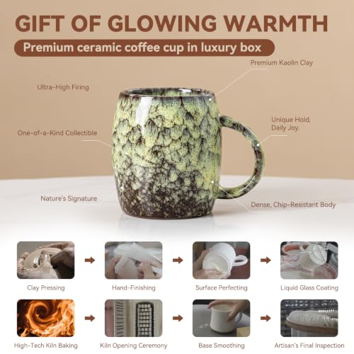 Golden Honey Ceramic Mug, 14oz Reactive Glaze Mug, Cheer Up Gift for Her - color: 14OZ - Golden Honey · WARMTH