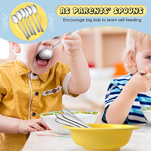 E-far Stainless Steel Kids Spoons, 6PCS for Toddler Preschooler Children - size: Spoon x 6, style: Hammered