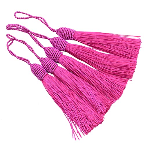 20pcs 6 Inch Silky Tassels with Chinese Knot for DIY Crafts(Dark Pink) - color: Dark Pink