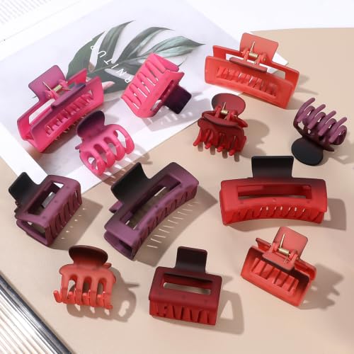 SMKSL 12 Pcs Hair Claw Clips for Women & Girls 3 Styles Hair Accessories - color: Tropic Heat Ombre