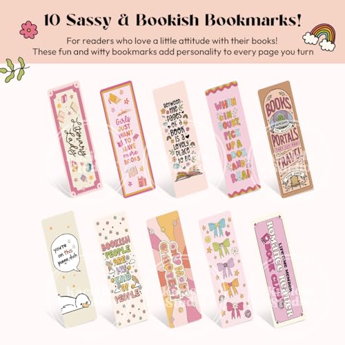 Kaciola Studio 10 PCS Colorful Bookmarks,Funny Bookmarks for Women,Double Sided Cute Romance Booklover Gifts,Book Lovers Gifts for Romance Reader Friends Girls - color: Colorful