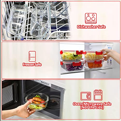 M MCIRCO 24 Piece Glass Food Storage Containers with Lids, Red - color: Red