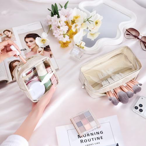 WLLWOO Clear Makeup Bag Mini Cosmetic Pouch Travel Toiletry Organizer - color: 1pcs-Mini-Beige