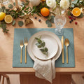 Artoid Mode Blue Faux Leather Placemats Set of 4 - color: Blue, size: 12" x 18", Rectangular Set of 4