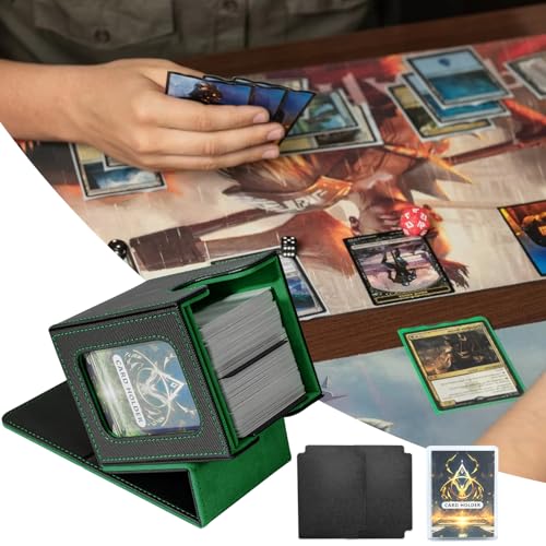 Card Deck Box for MTG Commander, Deck Case Holds 100 Double-Sleeved Cards - color: Black & Green, size: 1 Box